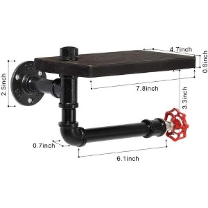 Oumilen Industrial Metal Wall Mounted Toilet Paper Holder with Wood Shelf - 1 of 1