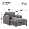 Tiramisubest 38 Inch Chenille Chaise Lounge with Multifunctional Storage Ottoman Ottoman Chaise Combo Sofa Velvet Chaise Lounge - 2 of 4