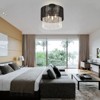 PAKOKULA Bohemian 3-Light Black Drum Nature Rattan&Crystal Flush Mount Ceiling Light - 3 of 4