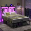 Pinmoco LED Storage Headboard Bed Frame, Metal Platform with Charging Station & Shelf, Black - 2 of 4