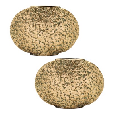 Distressed Flat Metal Vase (Set of 2)