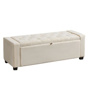 Aoibox Storage Ottoman Bench with Tufted Upholstery, Large Foot Rest for Living Room, End of Bed Bench with Storage, Entryway Shoe Bench in Linen - 1 of 4