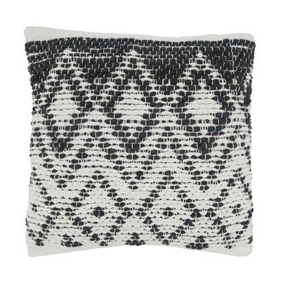 18"x18" Diamond Design Woven Square Pillow Cover Black - Saro Lifestyle