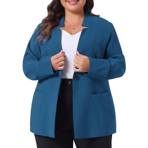 Agnes Orinda Women's Plus Size Button Long Sleeve Office Work Business Suit Blazers - 1 of 4