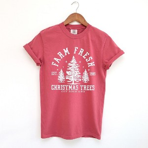 Simply Sage Market Women's Farm Fresh Trees Stars Short Sleeve Garment Dyed Tee - 1 of 4