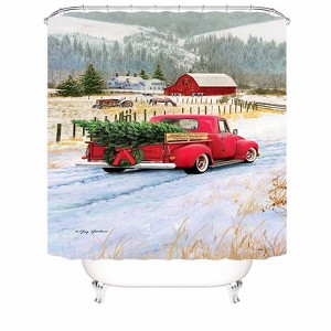 Christmas Truck Shower Curtains for Bathroom Waterproof Fabric Bath Curtain Durable Soft Stylish Bathroom Decor 72x72 Inch - 1 of 1