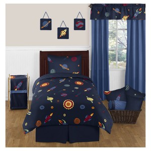 Navy Space Galaxy Comforter Set (Twin) - Sweet Jojo Designs , Blue Green Red