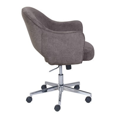Gray Fabric Swivel Home Office Chair with Chrome Accents