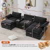 U-Shaped Modular Sectional Sofa with 2 Footstools, Sofa with Bluetooth and Charging Console, Chenille Sofa with Wood Frame-Coolbibila - 4 of 4