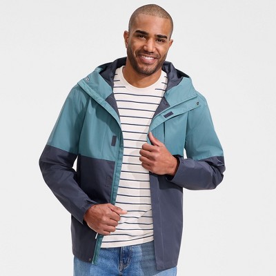 Lands' End Men's Waterproof Colorblock Raincoat - X Large - Tide Pool/Navy — фото 4