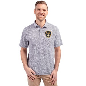 Milwaukee Brewers Cutter & Buck Virtue Eco Pique Botanical Print Recycled Mens Polo - 1 of 1