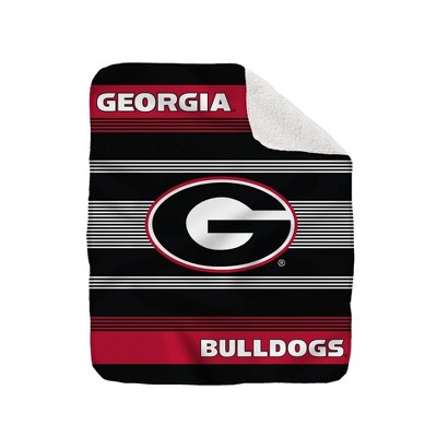 NCAA Georgia Bulldogs Silk Touch Sherpa Back Team Stripe Throw Blanket