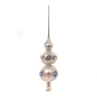 Golden Bell Collection 14.25" White Tree Topper W/Snowflakes Finial Reflectors Christmas  -  Tree Toppers