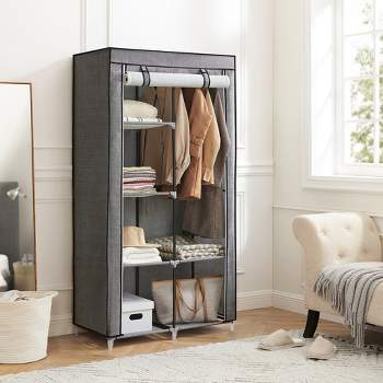 SONGMICS Portable Closet, Clothes Storage Organizer with 6 Shelves Black