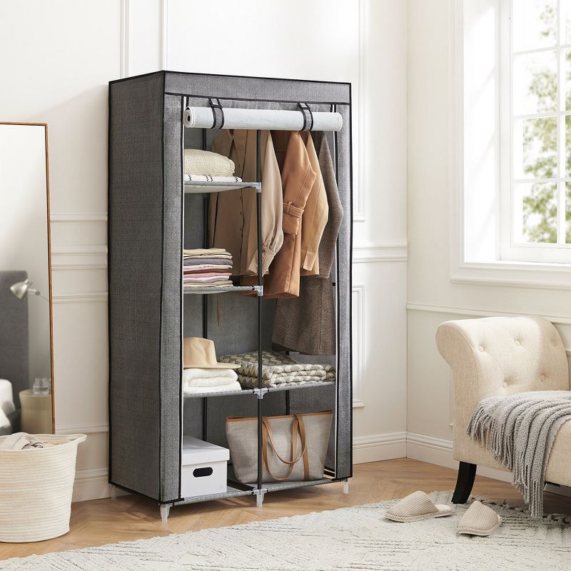 SONGMICS Portable Closet, Clothes Storage Organizer with 6 Shelves Black, 1 of 10