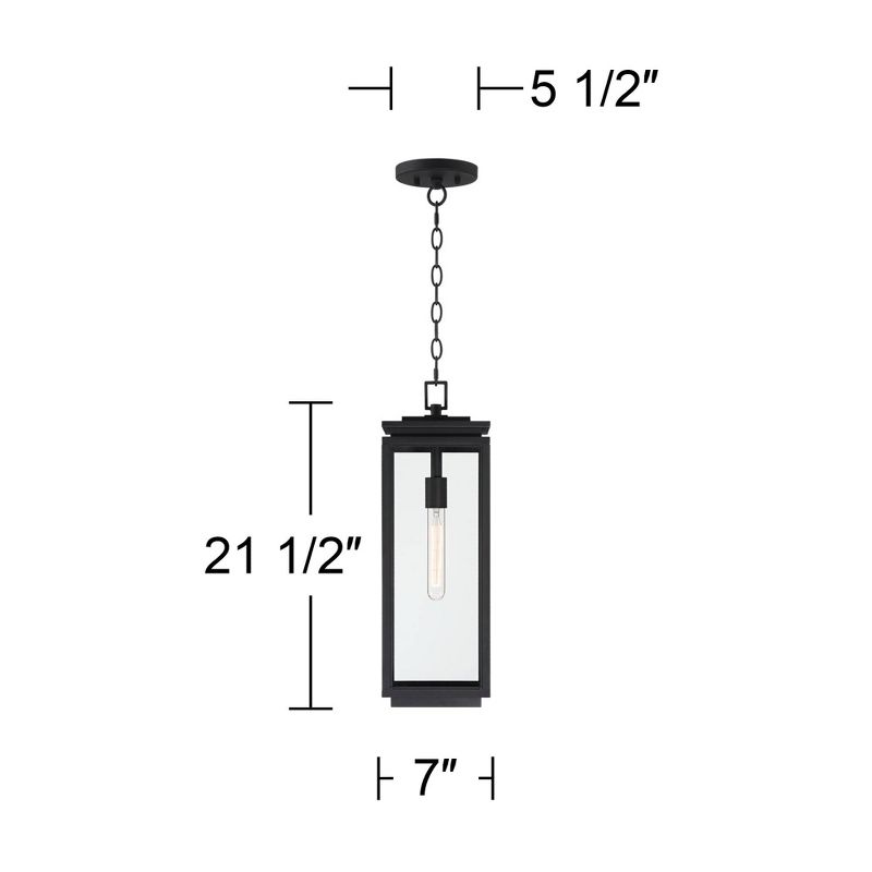Possini Euro Design Atkins 21 1/2" High Modern Outdoor Pendant Light Fixture Ceiling Porch House Hanging Matte Black Die Cast Metal Clear Glass Shade, 4 of 9