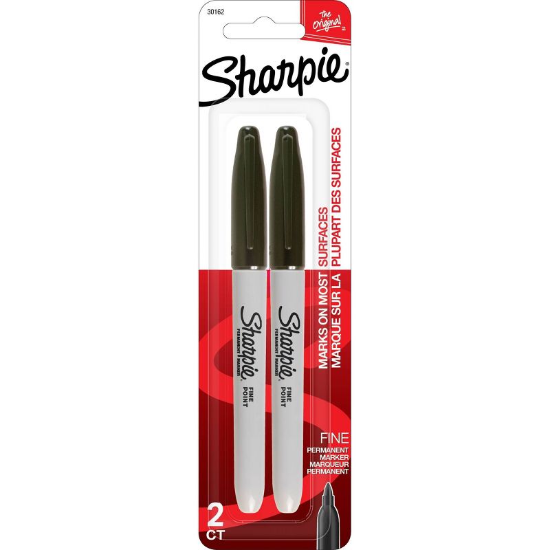 Sharpie 2pk Permanent Markers Fine Tip Black, 1 of 8