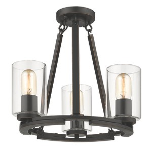 Golden Lighting Monroe 3-Light Semi-flush in Matte Black with Gold Highlights and Clear Glass - 1 of 1