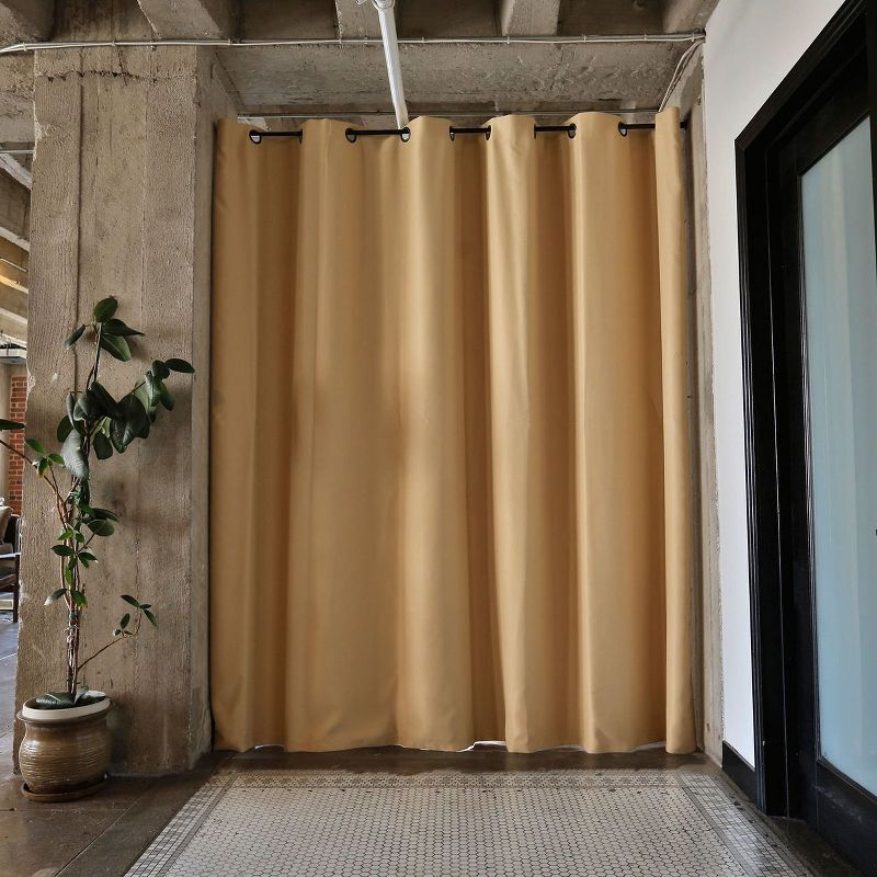 Room Dividers Now Tension Rod Room Divider Kit 8ft Tall x 4ft - 6ft 8in Wide - Midnight Black (With Curtains), 3 of 8