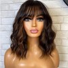 Jessie's Wig 12-22 Inch Loose Wavy Wig With Bangs 6x5 Pre Cut Lace Highlight Brown Color 1 Pc/Pack - 2 of 4