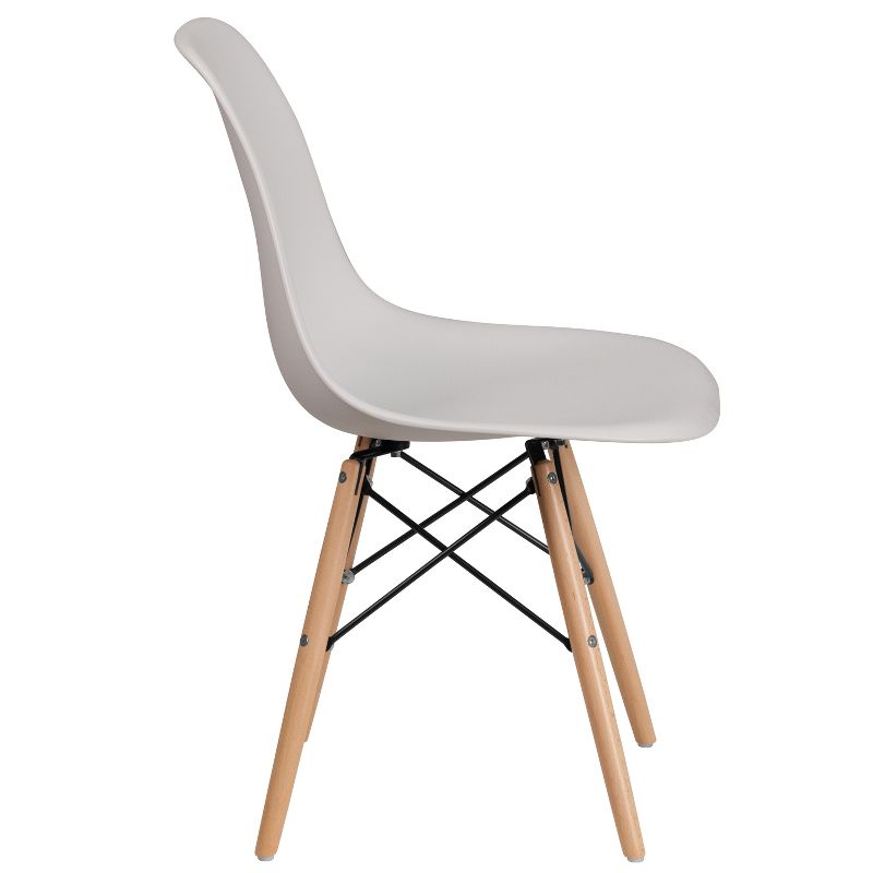 Flash Furniture Elon Series Plastic Chair with Wooden Legs for Versatile Kitchen, Dining Room, Living Room, Library or Desk Use, 4 of 20