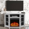 Parrot Uncle 45 in. Light Gray Corner TV Stand Fits TVs up to 55 in. with 18 in. Electric Fireplace - 3 of 4