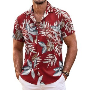 COOFANDY Hawaiian Shirt Short Sleeve Button Down Shirts Camp Collar Shirt - 1 of 4