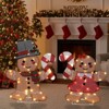 Angel Sar Set of 2 Lighted Gingerbread Man Decorations, Pre-lit Christmas Decor with Candy Cane and 80 Warm White LEDs, Outdoor Indoor Holiday Display - 3 of 4