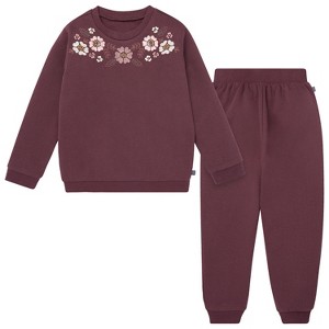Modern Moments by Gerber Baby and Toddler Girls' 2-Piece Sweatshirt and Jogger Set, Purple - 1 of 4