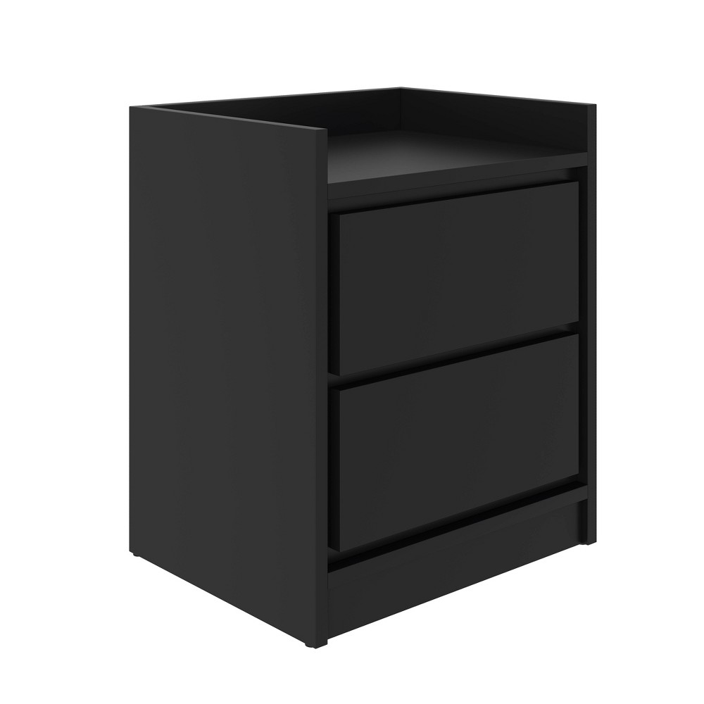 Photos - Storage Сabinet Eco Dream Corsica Swing Door Nightstand Black : Modern Bedside Table with Shelving, Laminated Finish