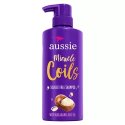 Aussie Miracle Coils Sulfate-Free Shampoo with Macadamia Nut Oil, Paraben Free - 16 fl oz