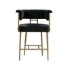 Astrid Velvet Stool Grey Bar Height - 3 of 4