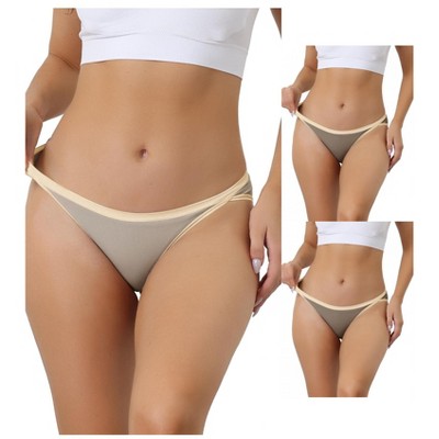 Allegra K Women's Cotton Low-Waisted Stretch Soft Comfortable High Cut Underwear 3 Packs