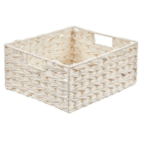 mDesign Woven Farmhouse Kitchen Pantry Food Storage Basket Box, 3