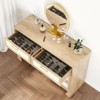 6 Drawers Dresser Mid Century Modern Dresser Wooden Burlap Dressers, Storage Cabinet, Boho Wide Dresser & Chest of Drawers for Bedroom, Living Room - 3 of 4
