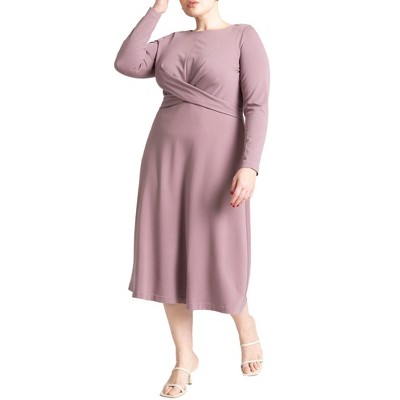 ELOQUII Women's Plus Size Ponte Twist Detail Dress