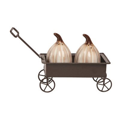 Transpac Ceramic 5.91 in. Multicolor Harvest Pumpkin Wagon Salt and Pepper Shakers Set of 2