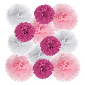 Unique Bargains Wedding Shower Bridal Party Decoration 3 Size Paper Pom Poms Flower Ball 15 Pcs - 1 of 4