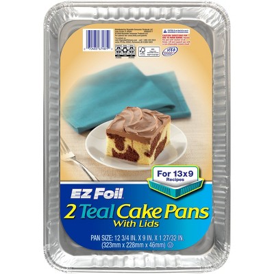 Hefty EZ Foil Teal Cake Pan with Lids - 2ct