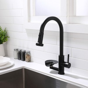 Aortzio 3-in-1 High Arc Pull Down Sprayer Kitchen Faucet With Press-Type Glass Rinser - 1 of 4