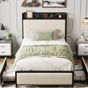 Twin Size Bed Frame with 2 Storage Drawers and Charging Station, Velvet Upholstered Platform Bedframe with Storage Headboard, No Box Spring Needed - 3 of 4