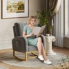 Nursery Rocking Chair, Modern Armchair with Tall Backrest, Wood Legs and Side Pocket, Teddy Upholstered Accent Glider Rocker for Bedroom - 4 of 4