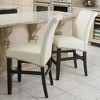 Set of 2 Bar Stool Upholstered Counter Height Bar Stool Dining Chair Pub Stool with Nailhead Trim&Solid Wood Frame, Ivory+Black-Merax - 2 of 4