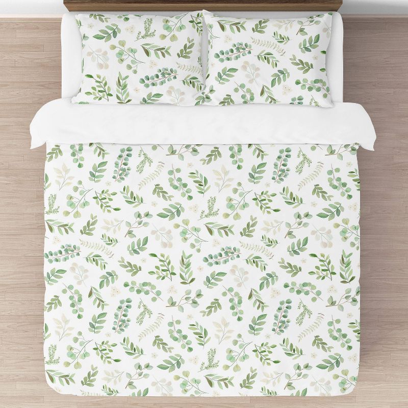 3pc Botanical Leaf Full/Queen Kids&#39; Comforter Bedding Set Green and White - Sweet Jojo Designs, 4 of 8
