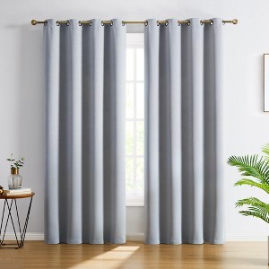 HLC.ME Oxford Curtains for Living Room, Room Darkening Energy Saving, Insulated Darkening Window Grommet Panels, Set of 2 - 1 of 4