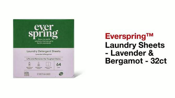 Lavender &#38; Bergamot Laundry Detergent Sheets - 64 Loads - Everspring&#8482;, 2 of 5, play video