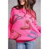 Women's Wo's Metallic Yarn Star Cow Pullover Sweater - Blue B - 2 of 4