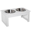 6" Elevated Dog Bowls for Small Pets,Raised Dog Feeding Station with Stainless Steel Bowls And Wooden Frame-LAOTIES - 3 of 4
