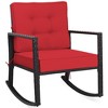 Costway Patio Rattan Rocker Chair Outdoor Glider Wicker Rocking Chair Cushion Lawn Red - 3 of 4