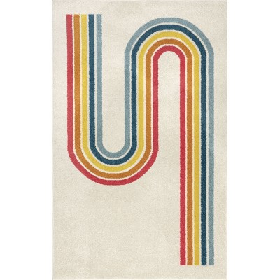 Nuloom Rainbow Abstract 5x8 Indoor Area Rug for Living Room Bedroom Dining Room Nursery Kitchen, Multicolor/Light Beige
